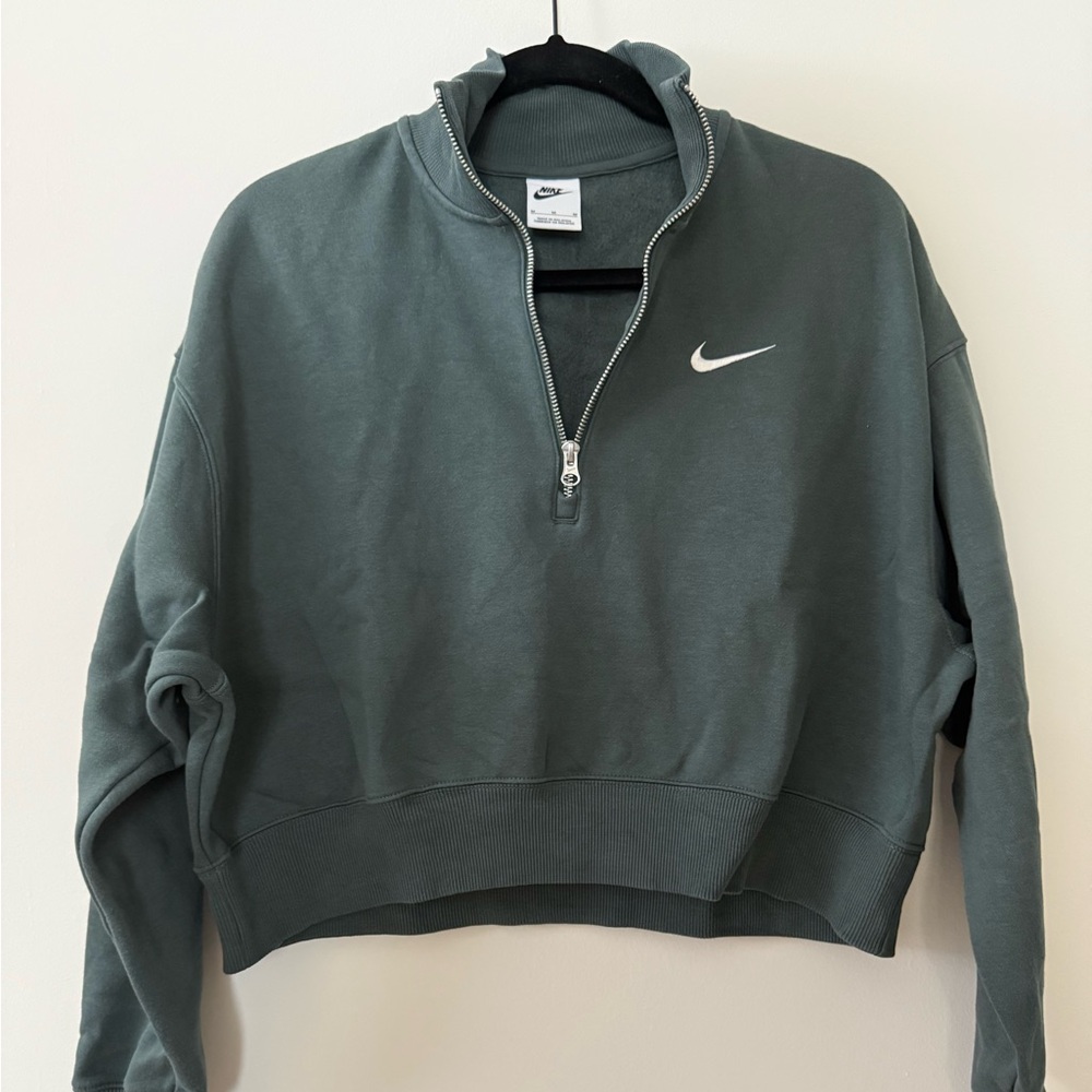 Nike Women's Green Half-Zip Sweatshirt